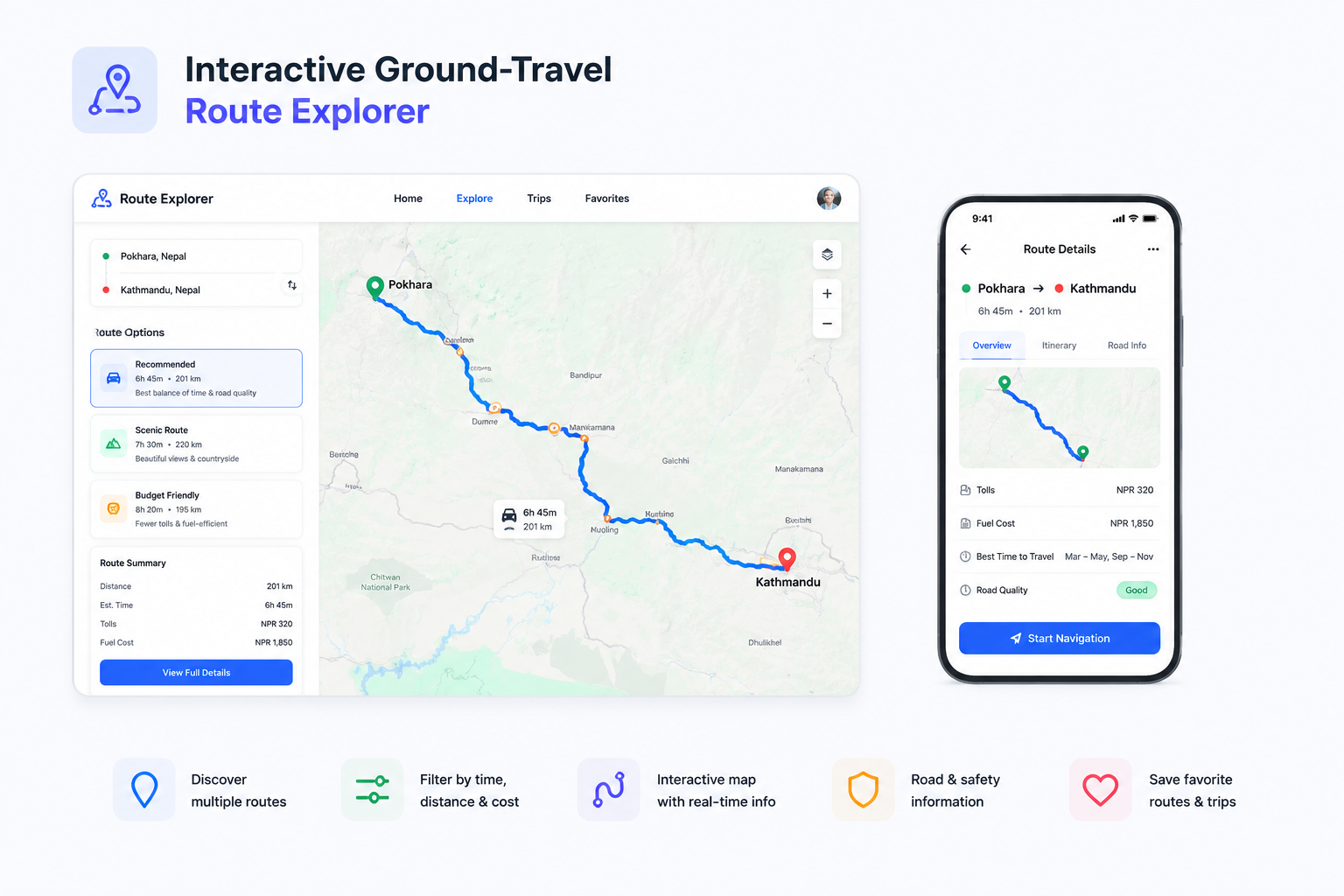 Interactive Ground-Travel Route Explorer