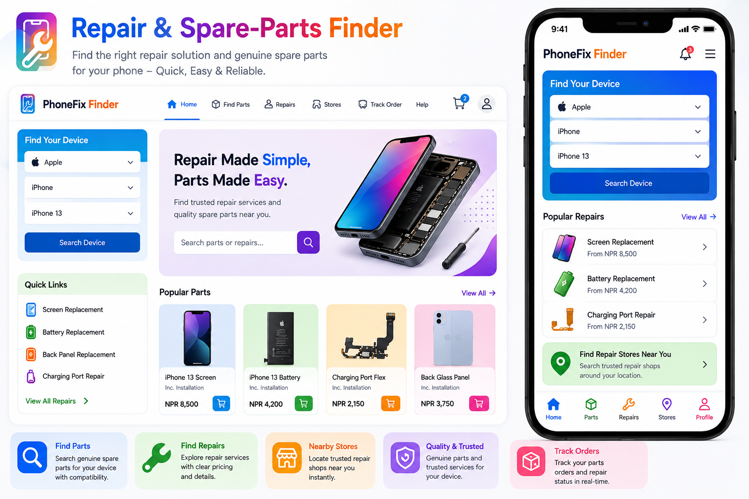 Interactive Phone Repair & Spare-Parts Finder